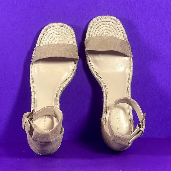 Vince Camuto‎ Womens 11 Beige Suede Meddrina Ankle Strap Espadrille Wedge Sandal - Picture 6 of 10